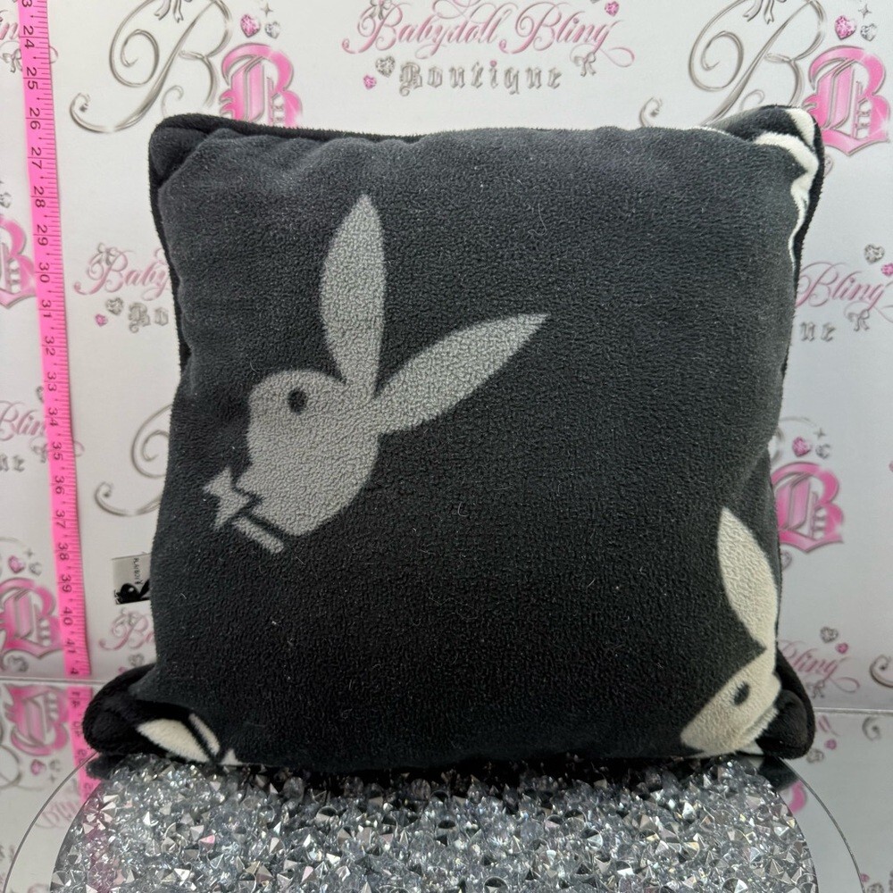 PLAYBOY bunny pillow bunnies Gray and Cream Bunny Fleece Accent Pillow
